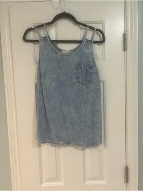 Skies Are Blue Light Wash Denim Tank Top
